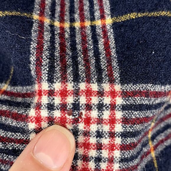 Vintage Pendleton 70s Wool Plaid Board Shirt Loop Collar Red Blue Size Large - Picture 9 of 13